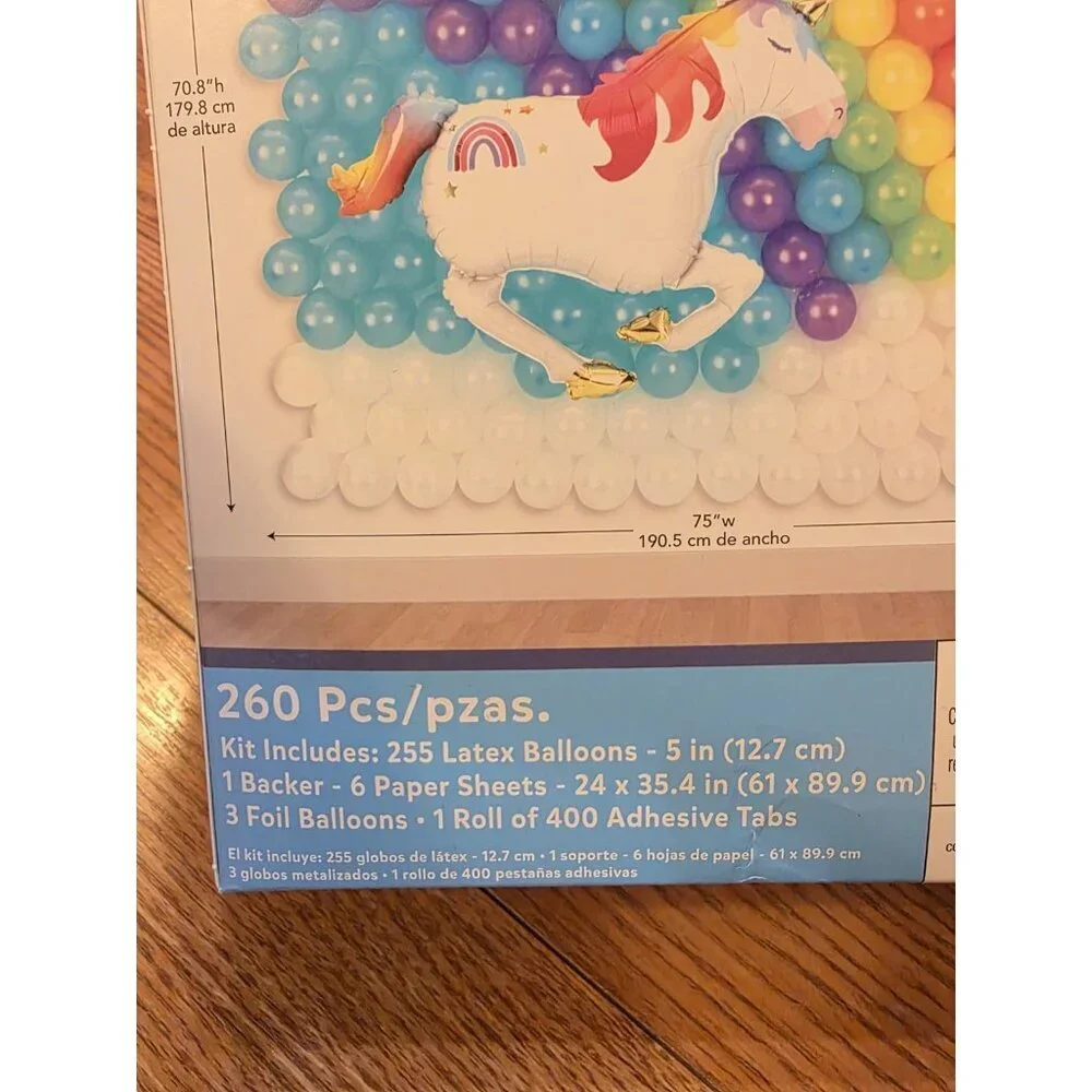 Amscan Balloon Backdrop Kit 260‎ pcs  Air Filled Latex & Foil Unicorn Birthday